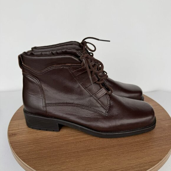 Partners Bush Vintage Brown Leather Lace-Up Ankle Boots Rugged Soles‎ Size 5.5 - Picture 1 of 10